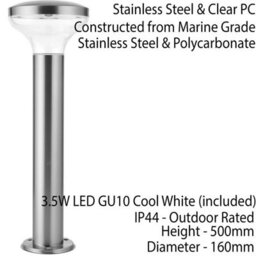 Outdoor Post Bollard Light Marine Steel 0.5M Led Garden Driveway Foot Path Lamp - thumbnail 2