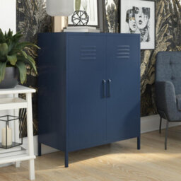 Dorel Home Bradford Metal Cabinet With 2 Doors Vertical In Navy - thumbnail 4