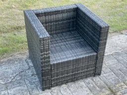Fimous 5 Seater Outdoor Lounge Sofa Set Wicker Pe Rattan Garden Furniture Set With Armchair Oblong Coffee Table Dark Grey Mixed - thumbnail 5