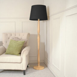 Valuelights Victoria Traditional Light Wood Candlestick Floor Lamp With Black Tapered Shade - thumbnail 4