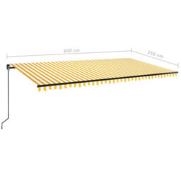 Berkfield Manual Retractable Awning 600X350 Cm Yellow And White - thumbnail 8
