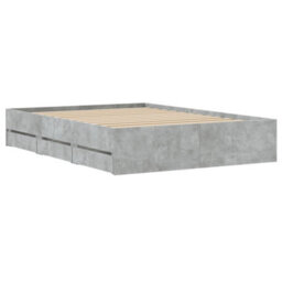 Berkfield Bed Frame With Drawers Without Mattress Concrete Grey 135X190 Cm Double - thumbnail 8