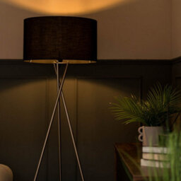 Valuelights Camden Chrome Tripod Floor Lamp With Navy Drum Shade - thumbnail 2