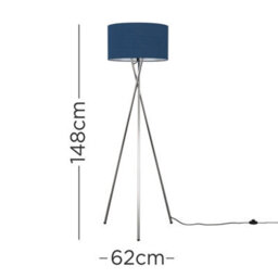 Valuelights Camden Chrome Tripod Floor Lamp With Navy Drum Shade - thumbnail 5