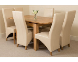 That's Furniture Richmond 90Cm - 150Cm Square Oak Extending Dining Table And 6 Chairs Dining Set With Lola Ivory Leather Chairs - thumbnail 1