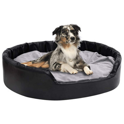 Vidaxl Dog Bed Black And Grey 99X89X21 Cm Plush And Faux Leather - image 1