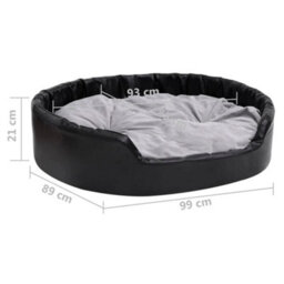 Vidaxl Dog Bed Black And Grey 99X89X21 Cm Plush And Faux Leather - thumbnail 3