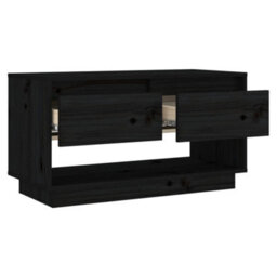 Berkfield Tv Cabinet Black 74X34X40 Cm Solid Wood Pine - thumbnail 4