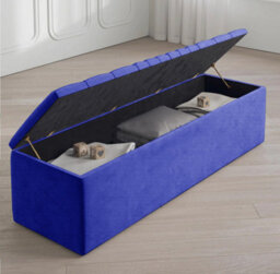 Safar 120Cm Large Ottoman Storage Box - Naples Shoes Bench - Blue Lined Upholstery Blanket Storage Box - thumbnail 2