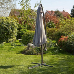 Home Source Gozo 3M Garden Outdoor Overhanging Cantilever Crank Parasol Grey - thumbnail 3