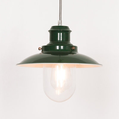 Contemporary Hanging Fisherman Lantern Style Pendant British Green Ceiling Light - image 1