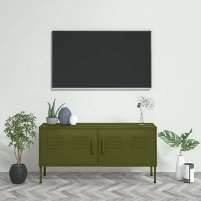 Walplus Tv Cabinet Olive Green 105X35X50 Cm Steel - image 1