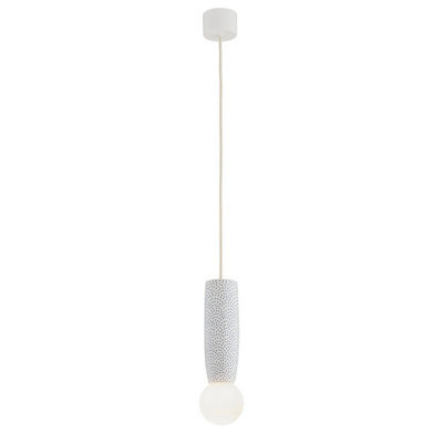 Luminosa Lighting Luminosa Boll Handmade Slim Pendant Ceiling Light Cream, Deep Cobalt Blue Dots G9, Ip44 - image 1