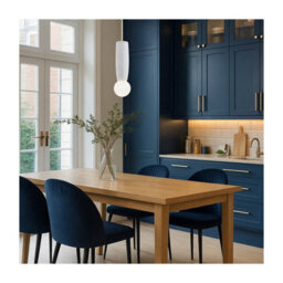Luminosa Lighting Luminosa Boll Handmade Slim Pendant Ceiling Light Cream, Deep Cobalt Blue Dots G9, Ip44 - thumbnail 2
