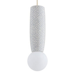 Luminosa Lighting Luminosa Boll Handmade Slim Pendant Ceiling Light Cream, Deep Cobalt Blue Dots G9, Ip44 - thumbnail 3