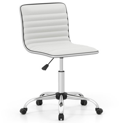 Costway Task Chair Adjustable Office Chair W/swivel Seat & Wheels-White - image 1