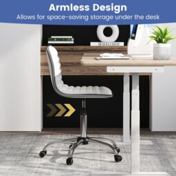 Costway Task Chair Adjustable Office Chair W/swivel Seat & Wheels-White - thumbnail 3