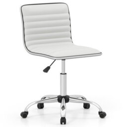 Costway Task Chair Adjustable Office Chair W/swivel Seat & Wheels-White