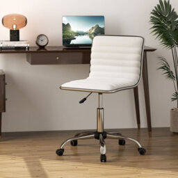 Costway Task Chair Adjustable Office Chair W/swivel Seat & Wheels-White - thumbnail 6