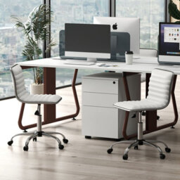 Costway Task Chair Adjustable Office Chair W/swivel Seat & Wheels-White - thumbnail 7