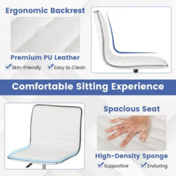 Costway Task Chair Adjustable Office Chair W/swivel Seat & Wheels-White - thumbnail 4