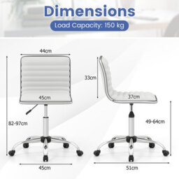 Costway Task Chair Adjustable Office Chair W/swivel Seat & Wheels-White - thumbnail 8