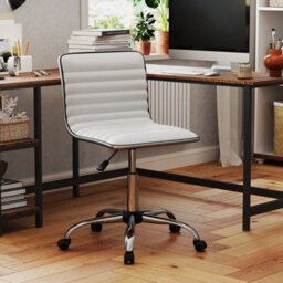 Costway Task Chair Adjustable Office Chair W/swivel Seat & Wheels-White - thumbnail 9