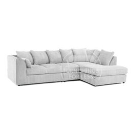 Furnishings For Less UK Luxor Silver Jumbo Cord Large 5 Seater Corner Sofa Long Right Hand Facing