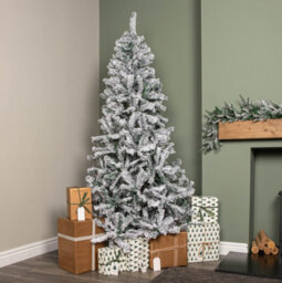 Samuel Alexander 7Ft (2.1M) Snow Flocked Artificial Christmas Tree With Green Metal Stand And 655 Tips - thumbnail 3