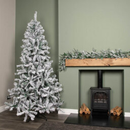 Samuel Alexander 7Ft (2.1M) Snow Flocked Artificial Christmas Tree With Green Metal Stand And 655 Tips - thumbnail 7
