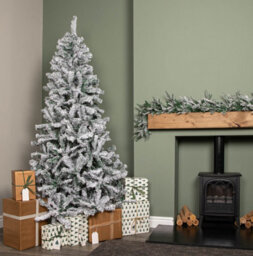 Samuel Alexander 7Ft (2.1M) Snow Flocked Artificial Christmas Tree With Green Metal Stand And 655 Tips - thumbnail 2