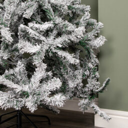 Samuel Alexander 7Ft (2.1M) Snow Flocked Artificial Christmas Tree With Green Metal Stand And 655 Tips - thumbnail 6