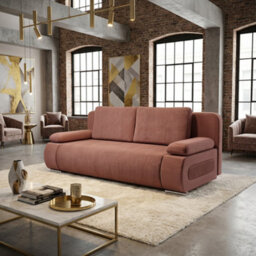Emma M Corduroy Sofa Bed For Living Room Mdf Frame With Storage Loose Back Cushions 200X92X77 Cm Pink - thumbnail 1