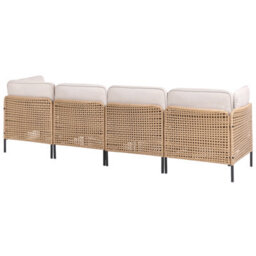 Beliani U-Shape Garden Sofa 6 Seater Omegana Modular Pe Rattan Light Beige - thumbnail 5