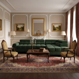 Aurelio L Shape Corner Sofa Bed With Storage And Adjustable Headrests, Modern Sleeper Sofa 268X204 Cm Green Right