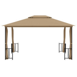 Berkfield Elegant Gazebo With Sidewalls&double Roofs 3X4 M Taupe - thumbnail 3