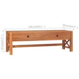 Berkfield Durable Desk With 2 Drawers 140X40X45 Cm Recycled Teak Wood - thumbnail 9