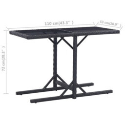 Berkfield Garden Table Black 110X53X72 Cm Glass And Poly Rattan - thumbnail 6