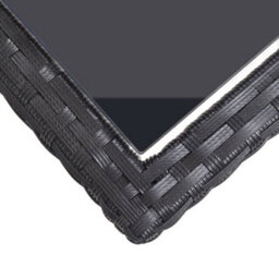 Berkfield Garden Table Black 110X53X72 Cm Glass And Poly Rattan - thumbnail 5