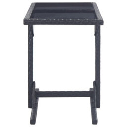 Berkfield Garden Table Black 110X53X72 Cm Glass And Poly Rattan - thumbnail 3