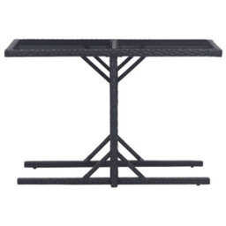 Berkfield Garden Table Black 110X53X72 Cm Glass And Poly Rattan - thumbnail 2