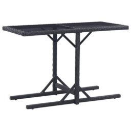 Berkfield Garden Table Black 110X53X72 Cm Glass And Poly Rattan - thumbnail 1
