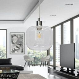 Set Of 2 Modern Glass & Chrome Ceiling Lights Kitchen Dining Pendant Fittings - thumbnail 3