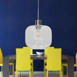 Set Of 2 Modern Glass & Chrome Ceiling Lights Kitchen Dining Pendant Fittings - thumbnail 5