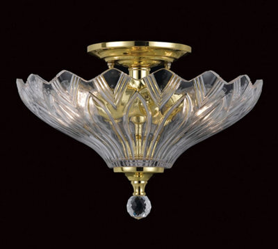 Luminosa Lighting Luminosa Dallas Polished Brass Bowl Semi Flush Ceiling Light