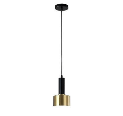 1 Way Small Hanging Light Black And Gold Lampshade Ceiling Pendant Light Copper Lamp Adjustable Line - image 1