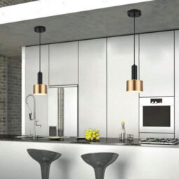 1 Way Small Hanging Light Black And Gold Lampshade Ceiling Pendant Light Copper Lamp Adjustable Line - thumbnail 4