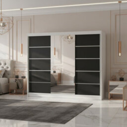 Derby Vi Modern High Capacity Wardrobe For Everyday Clothing Storage White Black - thumbnail 2