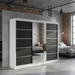 Derby Vi Modern High Capacity Wardrobe For Everyday Clothing Storage White Black - thumbnail 1