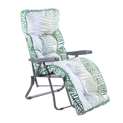 Alfresia Garden Relaxer Chair, Charcoal Frame, Bamboo Leaf Classic Cushion - image 1
